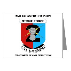 2ID2SBCT - M01 - 02 - DUI - 2nd Stryker Brigade Combat Team with Text Note Cards (Pk of 20) - Click Image to Close
