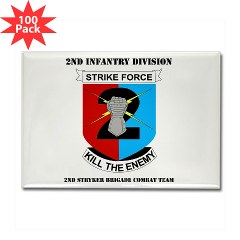 2ID2SBCT - M01 - 01 - DUI - 2nd Stryker Brigade Combat Team with Text Rectangle Magnet (100 pack)