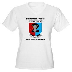 2ID2SBCT - A01 - 04 - DUI - 2nd Stryker Brigade Combat Team with Text Women's V-Neck T-Shirt