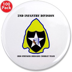2ID3SBCT - M01 - 01 - DUI - 3rd Stryker Brigade Combat Team with Text 3.5" Button (100 pack)