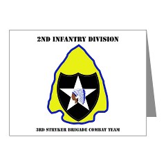 2ID3SBCT - M01 - 02 - DUI - 3rd Stryker Brigade Combat Team with Text Note Cards (Pk of 20)