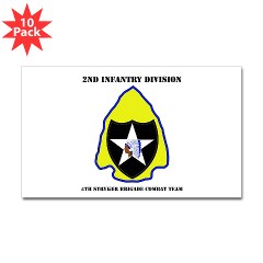 2ID4SBCT - M01 - 01 - DUI - 4th Stryker Brigade Combat Team Sticker (Rectangle 10 pk)