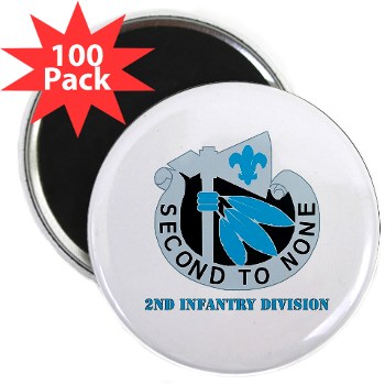 02ID - M01 - 01 - DUI - 2nd Infantry Division with text - 2.25" Magnet (100 pack) - Click Image to Close
