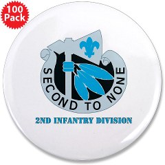02ID - M01 - 01 - DUI - 2nd Infantry Division with text - 3.5" Button (100 pack) - Click Image to Close