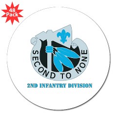 02ID - M01 - 01 - DUI - 2nd Infantry Division with text - 3" Lapel Sticker (48 pk) - Click Image to Close