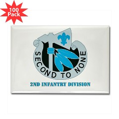 02ID - M01 - 01 - DUI - 2nd Infantry Division with text - Rectangle Magnet (100 pack) - Click Image to Close