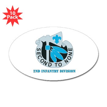 02ID - M01 - 01 - DUI - 2nd Infantry Division with text - Sticker (Oval 10 pk) - Click Image to Close