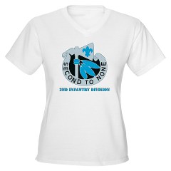 02ID - A01 - 04 - DUI - 2nd Infantry Division with text - Women's V-Neck T-Shirt