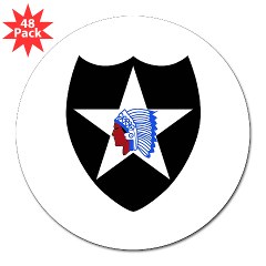 02ID - M01 - 01 - SSI - 2nd Infantry Division - 3" Lapel Sticker (48 pk)