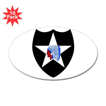 02ID - M01 - 01 - SSI - 2nd Infantry Division - Sticker (Oval 10 pk)
