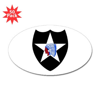 02ID - M01 - 01 - SSI - 2nd Infantry Division - Sticker (Oval 50 pk)