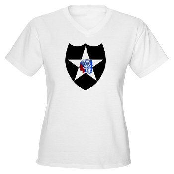 02ID - A01 - 04 - SSI - 2nd Infantry Division - Women's V-Neck T-Shirt