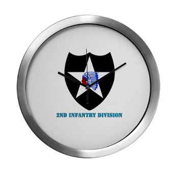 02ID - M01 - 03 - SSI - 2nd Infantry Division with text - Modern Wall Clock