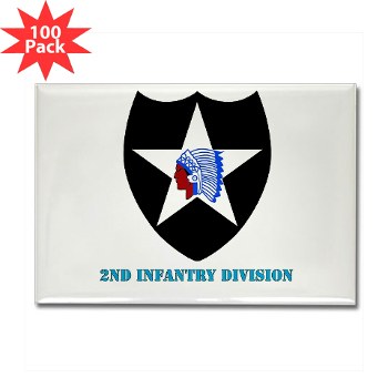 02ID - M01 - 01 - SSI - 2nd Infantry Division with text - Rectangle Magnet (100 pack)