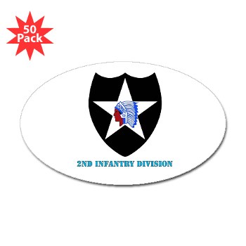 02ID - M01 - 01 - SSI - 2nd Infantry Division with text - Sticker (Oval 50 pk) - Click Image to Close