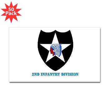 02ID - M01 - 01 - SSI - 2nd Infantry Division with text - Sticker (Rectangle 50 pk)