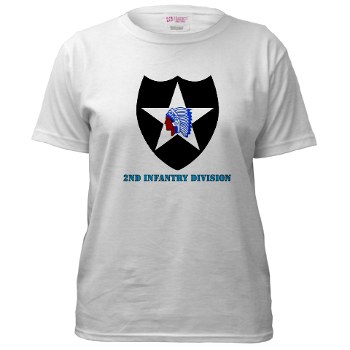 02ID - A01 - 04 - SSI - 2nd Infantry Division with text - Women's T-Shirt