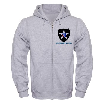 02ID - A01 - 03 - SSI - 2nd Infantry Division with text - Zip Hoodie