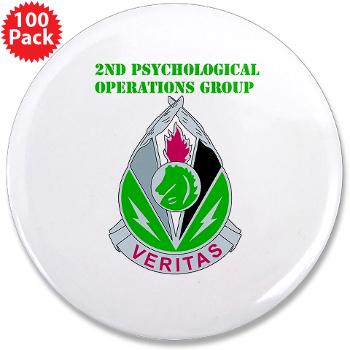 2POG - M01 - 01 - DUI - 2nd Psychological Operations Group with Text 3.5" Button (100 pack) - Click Image to Close