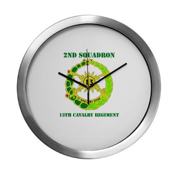 2S13CR - M01 - 03 - DUI - 2nd Squadron - 13th Cavalry Regiment with Text - Modern Wall Clock