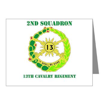 2S13CR - M01 - 02 - DUI - 2nd Squadron - 13th Cavalry Regiment with Text - Note Cards (Pk of 20)