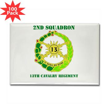 2S13CR - M01 - 01 - DUI - 2nd Squadron - 13th Cavalry Regiment with Text - Rectangle Magne(100pack) - Click Image to Close