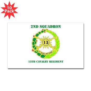 2S13CR - M01 - 01 - DUI - 2nd Squadron - 13th Cavalry Regiment with Text - Sticker (Rectangle 10 pk)