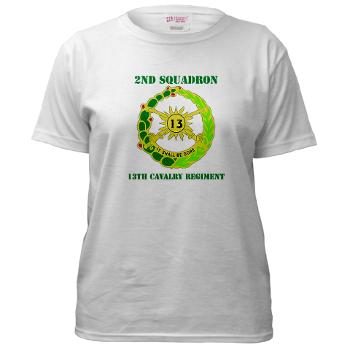 2S13CR - A01 - 04 - DUI - 2nd Squadron - 13th Cavalry Regiment with Text - Women's T-Shirt