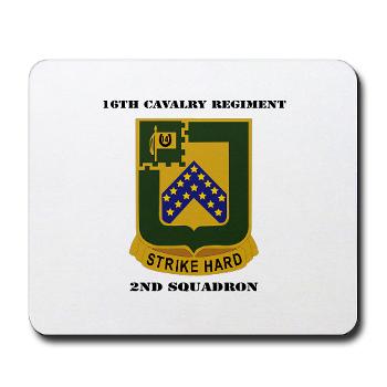 2S16CR - M01 - 03 - DUI - 2rd Squadron - 16th Cavalry Regiment with Text - Mousepad - Click Image to Close