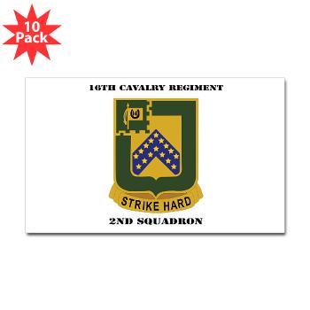 2S16CR - M01 - 01 - DUI - 2rd Squadron - 16th Cavalry Regiment with Text - Sticker (Rectangle 10 pk)