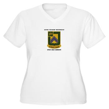 2S16CR - A01 - 04 - DUI - 2rd Squadron - 16th Cavalry Regiment with Text - Women's V-Neck T-Shirt