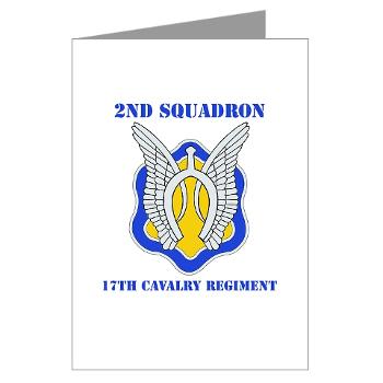 2S17CR - M01 - 02 - DUI - 2nd Sqdrn - 17th Cavalry Regiment with Text Greeting Cards (Pk of 20)