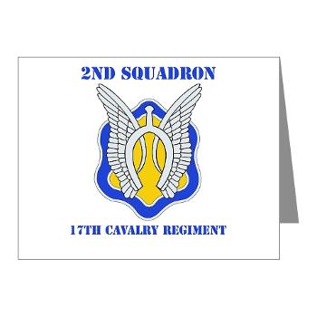 2S17CR - M01 - 02 - DUI - 2nd Sqdrn - 17th Cavalry Regiment with Text Note Cards (Pk of 20)