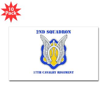 2S17CR - M01 - 01 - DUI - 2nd Sqdrn - 17th Cavalry Regiment with Text Sticker (Rectangle 10 pk)