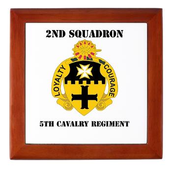 2S5CR - M01 - 03 - DUI - 2nd Squadron - 5th Cavalry Regiment with Text - Keepsake Box