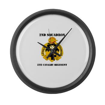 2S5CR - M01 - 03 - DUI - 2nd Squadron - 5th Cavalry Regiment with Text - Large Wall Clock