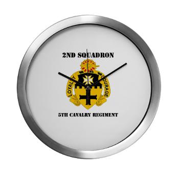 2S5CR - M01 - 03 - DUI - 2nd Squadron - 5th Cavalry Regiment with Text - Modern Wall Clock
