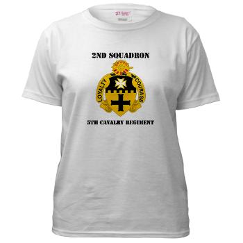 2S5CR - A01 - 04 - DUI - 2nd Squadron - 5th Cavalry Regiment with Text - Women's T-Shirt