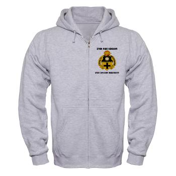 2S5CR - A01 - 03 - DUI - 2nd Squadron - 5th Cavalry Regiment with Text - Zip Hoodie