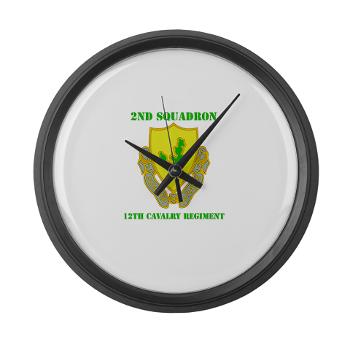 2S7CR - M01 - 03 - DUI - 2nd Sqdrn - 7th Cavalry Regt with Text - Large Wall Clock - Click Image to Close