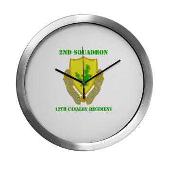 2S7CR - M01 - 03 - DUI - 2nd Sqdrn - 7th Cavalry Regt with Text - Modern Wall Clock - Click Image to Close