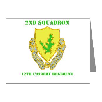 2S7CR - M01 - 02 - DUI - 2nd Sqdrn - 7th Cavalry Regt with Text - Note Cards (Pk of 20)