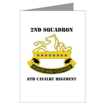2S8CR - M01 - 02 - DUI - 2nd Squadron - 8th Cavalry Regiment with Text - Greeting Cards (Pk of 10) - Click Image to Close