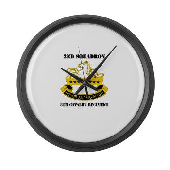 2S8CR - M01 - 03 - DUI - 2nd Squadron - 8th Cavalry Regiment with Text - Large Wall Clock