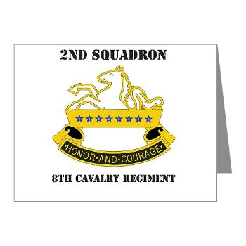 2S8CR - M01 - 02 - DUI - 2nd Squadron - 8th Cavalry Regiment with Text - Note Cards (Pk of 20) - Click Image to Close