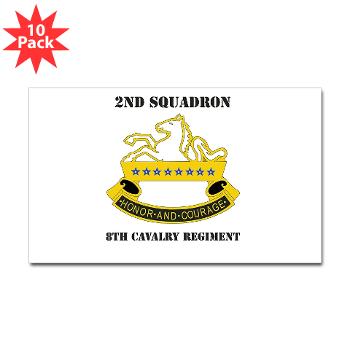 2S8CR - M01 - 01 - DUI - 2nd Squadron - 8th Cavalry Regiment with Text - Sticker (Rectangle 10 pk) - Click Image to Close