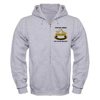 2S8CR - A01 - 03 - DUI - 2nd Squadron - 8th Cavalry Regiment with Text - Zip Hoodie - Click Image to Close