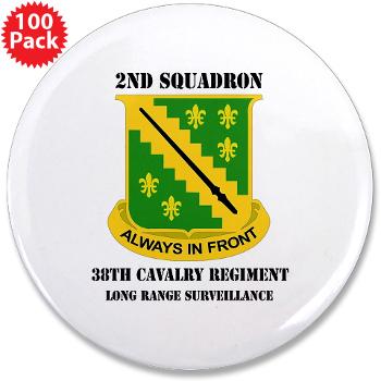 2SLRSABN38CR - M01 - 01 - DUI - 2nd Sqdrn (LRS)(Abn) - 38th Cavalry Regt with Text 3.5" Button (100 pack)