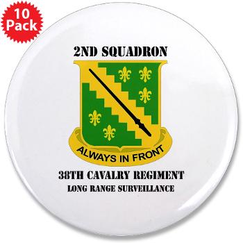 2SLRSABN38CR - M01 - 01 - DUI - 2nd Sqdrn (LRS)(Abn) - 38th Cavalry Regt with Text 3.5" Button (10 pack)