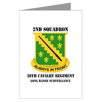 2SLRSABN38CR - M01 - 02 - DUI - 2nd Sqdrn (LRS)(Abn) - 38th Cavalry Regt with Text Greeting Cards (Pk of 10)